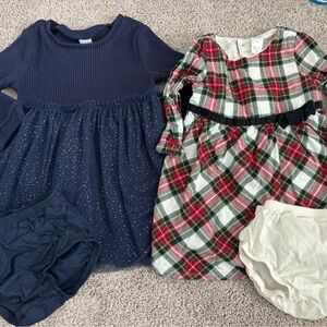 Navy and Plaid Baby Girls Dresses 18M